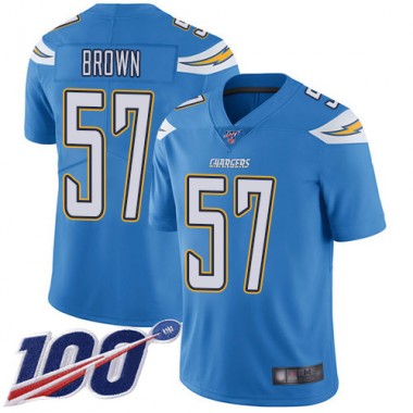 Los Angeles Chargers NFL Football Jatavis Brown Electric Blue Jersey Youth Limited 57 Alternate 100th Season Vapor Untouchable